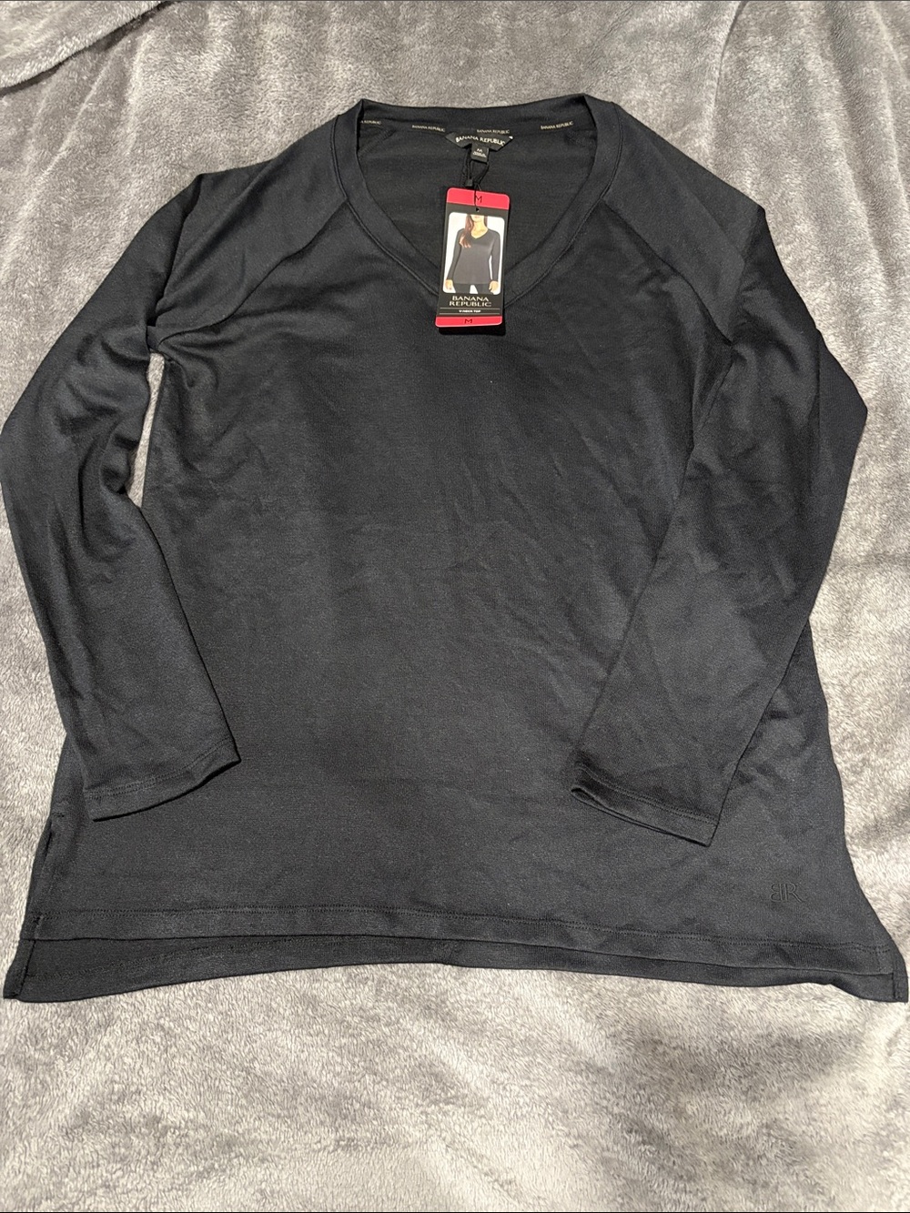 Banana Republic Black Long Sleeve V-Neck Shirt